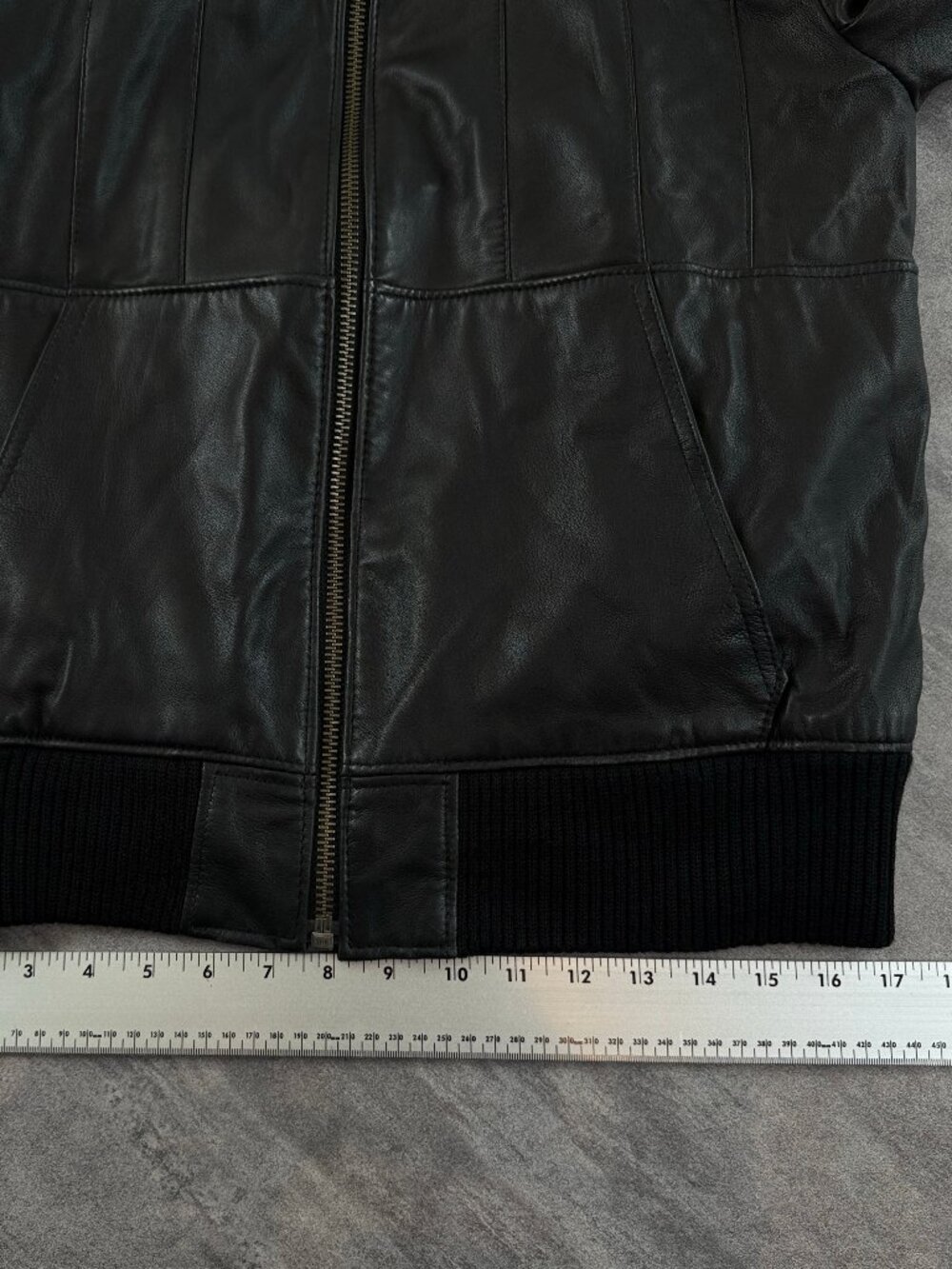 Black Leather Hooded Bomber Jacket ERIK HART Size S Unisex Zip Up Sz S - Picture 10 of 15